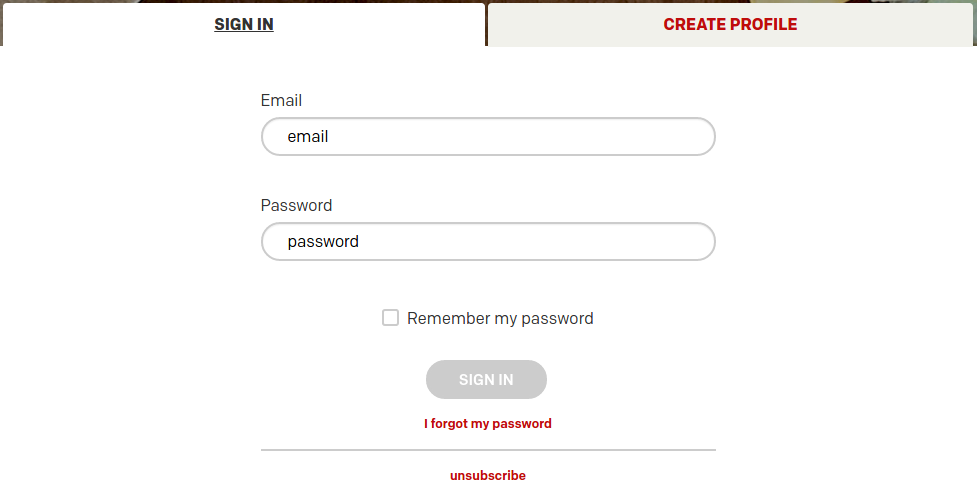Remember my password checkbox
